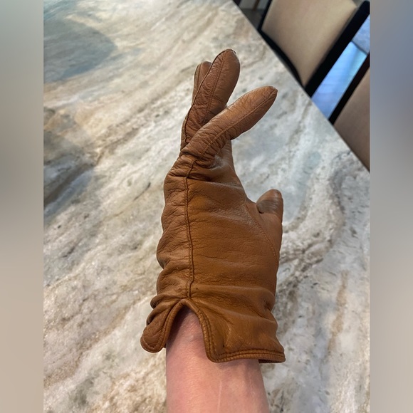 Coach leather cashmere gloves sz 8 brown - Picture 4 of 10